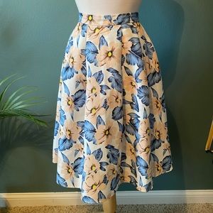 High Waisted Floral Midi Skirt